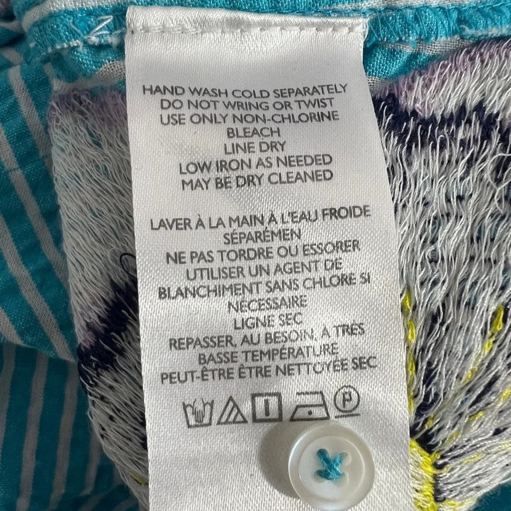 NWT Anthropologie Maeve Embroidered Button-Down Floral Patchwork Turquoise - Picture 7 of 8